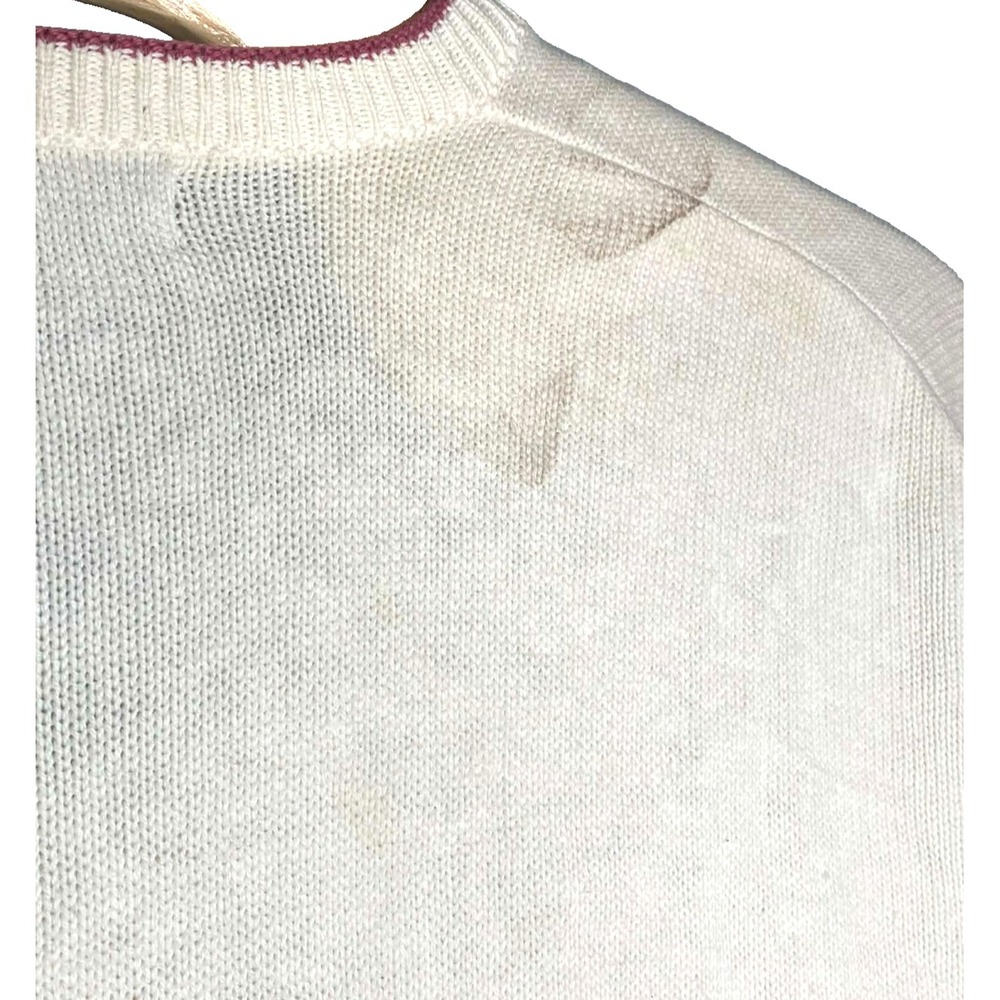 VTG Isle of Cotton Sweater Mens XL Textured Knit V Neck Pullover USA golf thrash - Picture 8 of 10